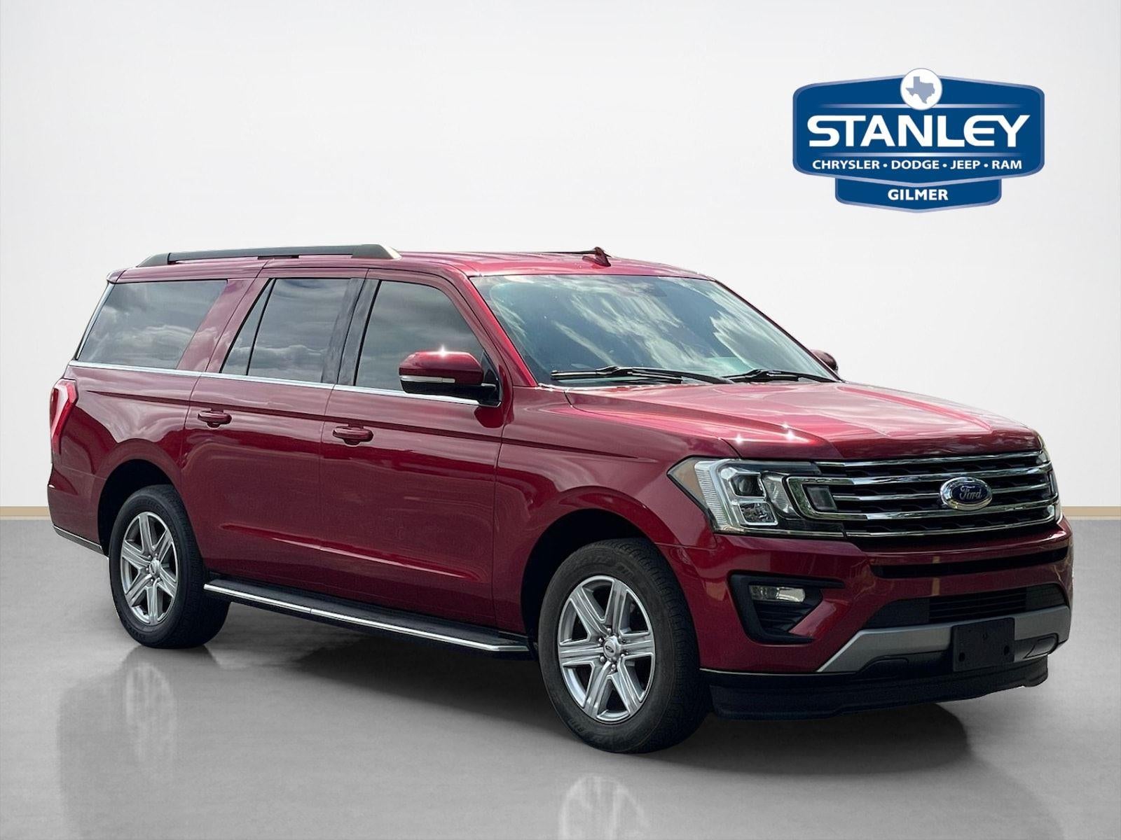 2019 Ford Expedition Max XLT in Ruby Red Metallic Tinted Clearcoat — front three-quarter view