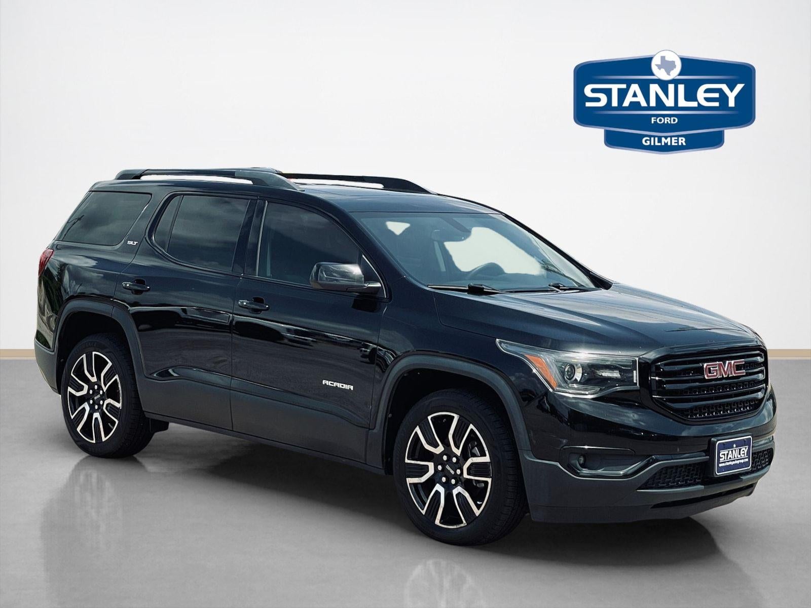 2019 GMC Acadia SLT in Ebony Twilight Metallic — front three-quarter view