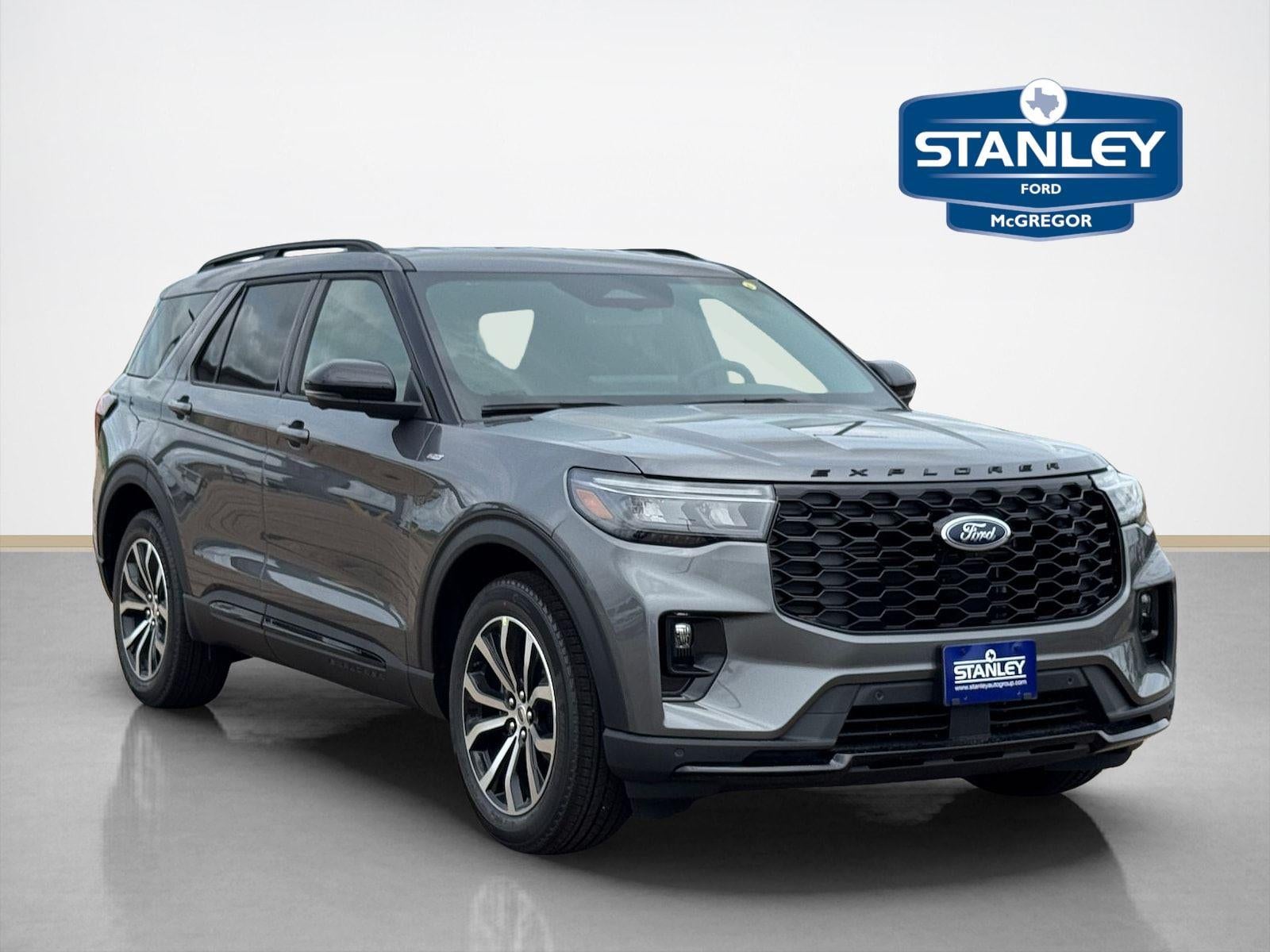 2026 Ford Explorer ST-Line in Carbonized Gray Metallic — front three-quarter view