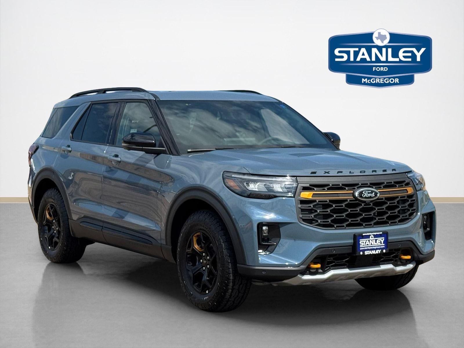 2026 Ford Explorer Tremor in Vapor Blue Metallic — front three-quarter view