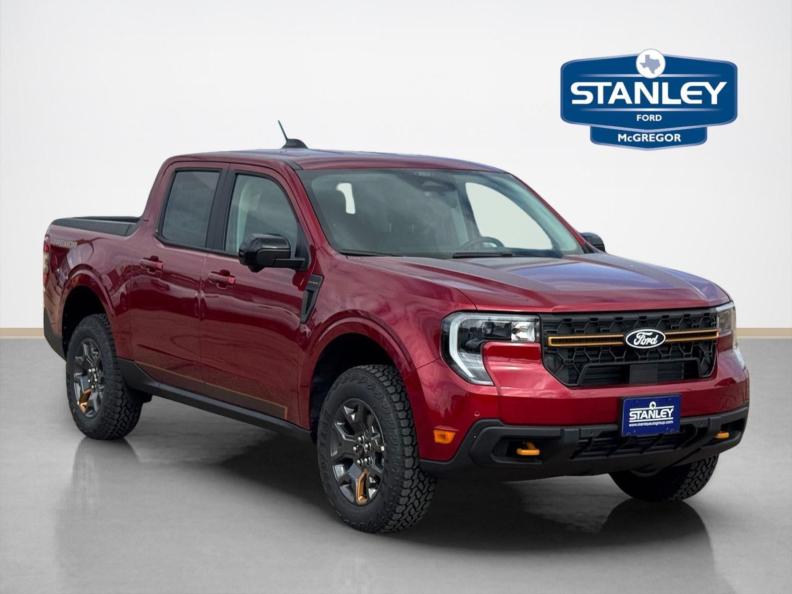 2026 Ford Maverick Tremor in Ruby Red Metallic Tinted Clearcoat — front three-quarter view