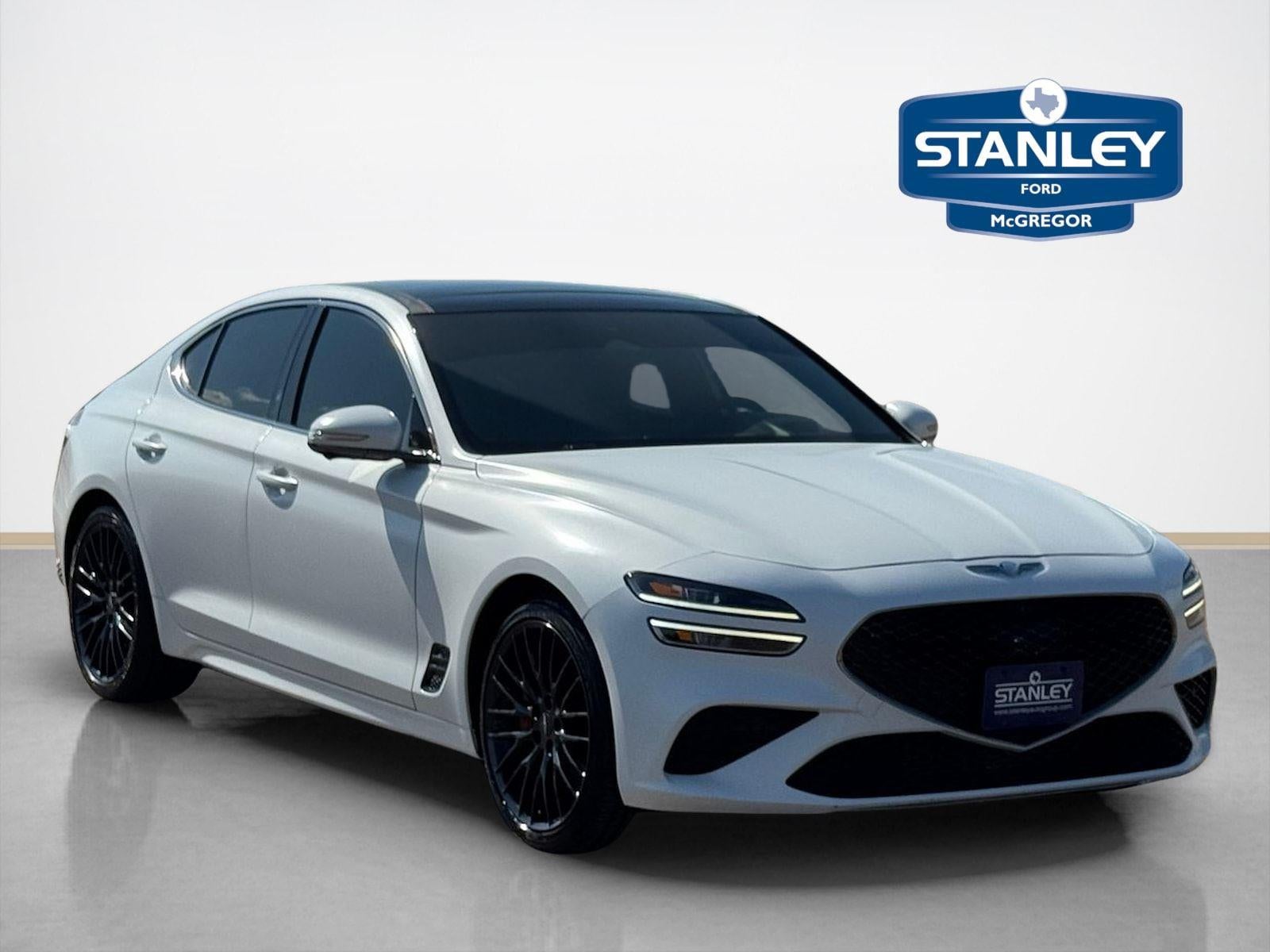 2022 Genesis G70 3.3T Launch Edition in Verbier White — front three-quarter view
