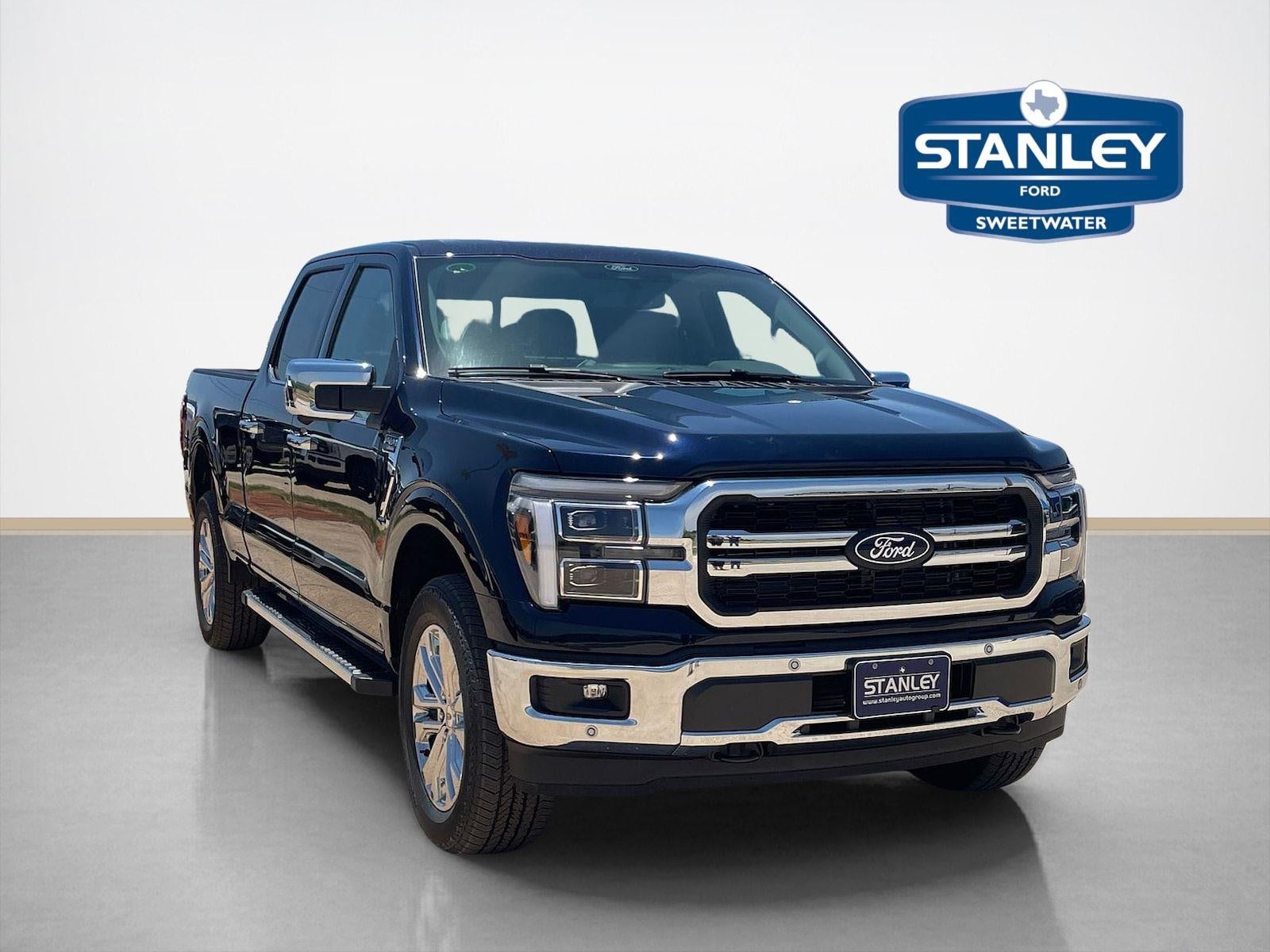 2026 Ford F-150 Lariat in Antimatter Blue Metallic — front three-quarter view
