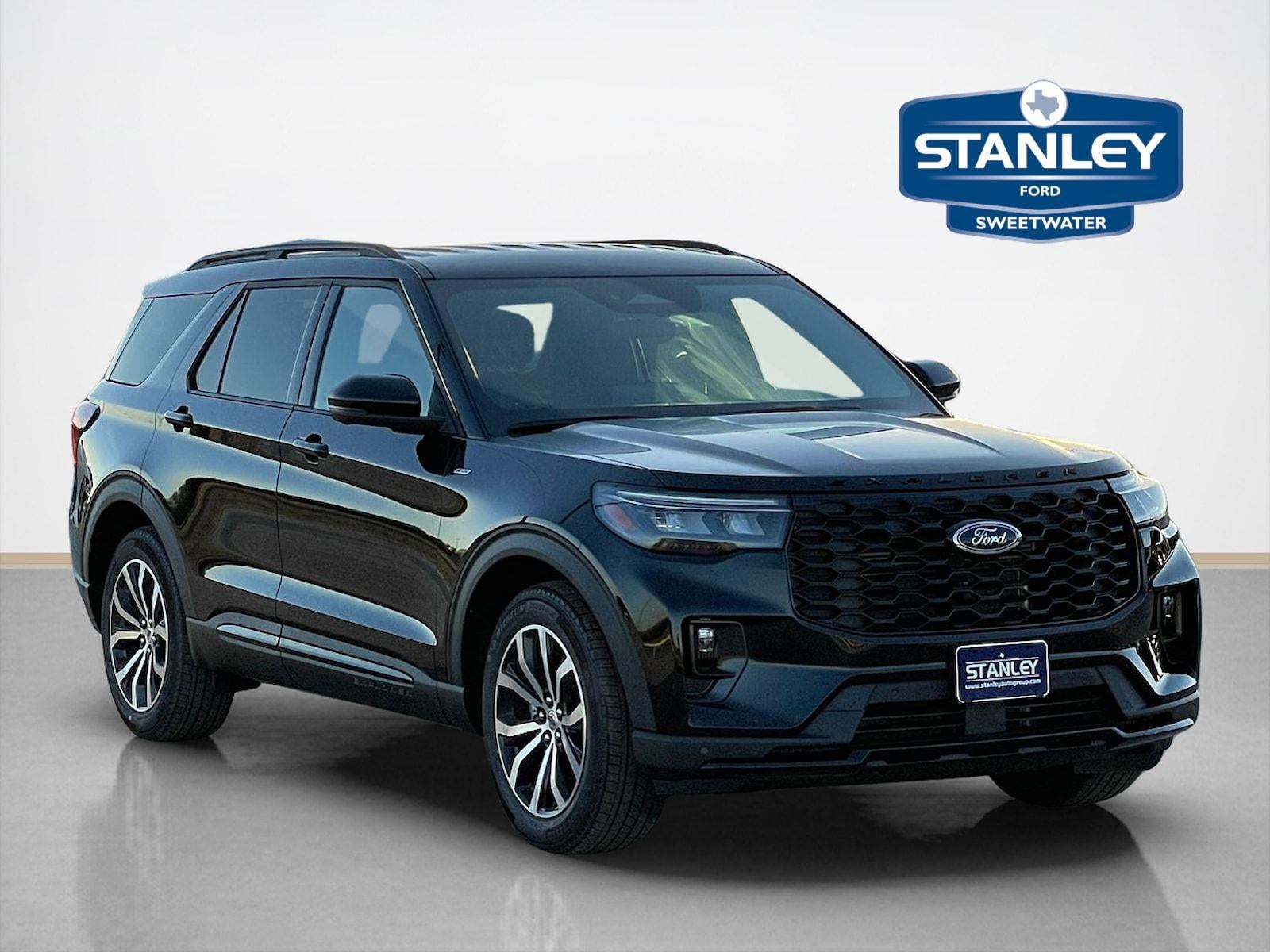 2026 Ford Explorer ST-Line in Agate Black Metallic — front three-quarter view