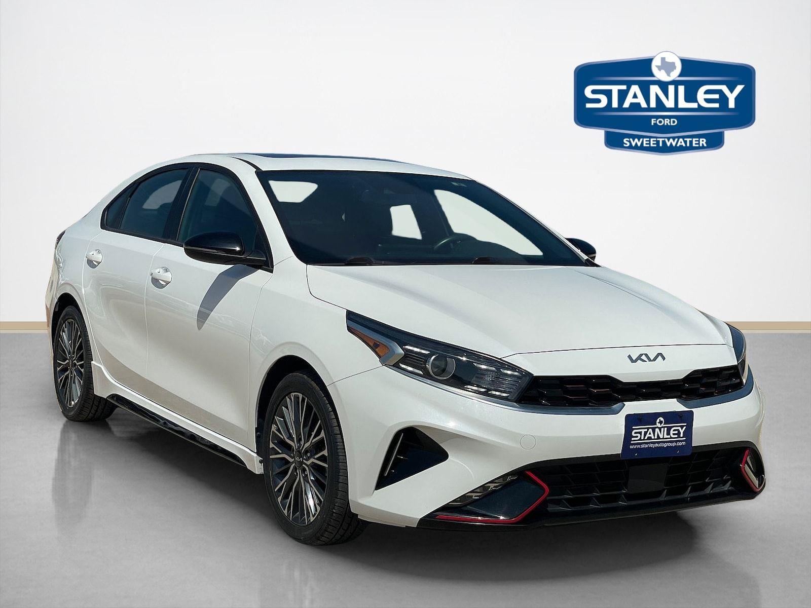 2023 Kia Forte GT-Line in Snow White Pearl — front three-quarter view