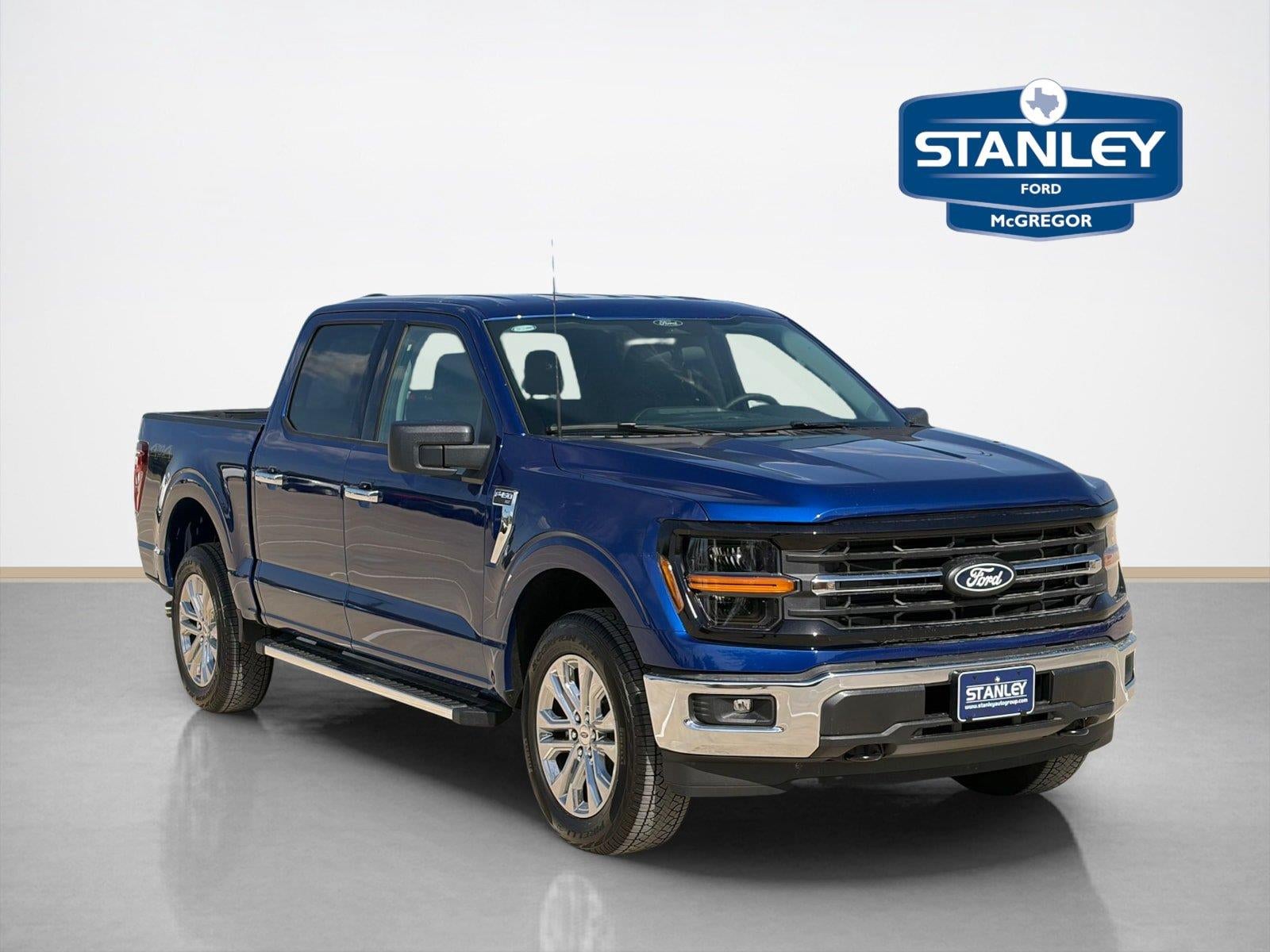 2026 Ford F-150 XLT in Argon Blue Metallic — front three-quarter view