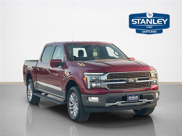 2026 Ford F-150 King Ranch in Ruby Red Metallic Tinted Clearcoat — front three-quarter view