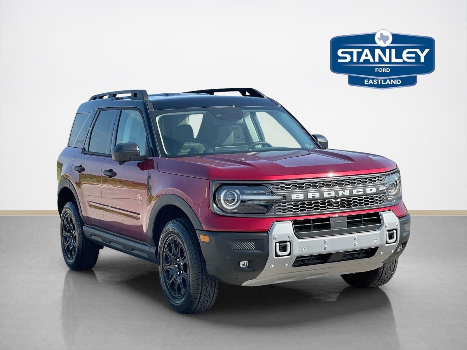 2026 Ford Bronco Sport Badlands in Ruby Red Metallic Tinted Clearcoat — front three-quarter view